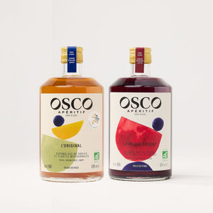 Découvrez nos 2 apéritifs sans alcool de caractère ! OSCO L'Original, aux saveurs fraîches et méridionales et Le Rouge Ardent, aux saveurs uniques de fruits rouges et épices. Des boissons sans alcool parfaites pour des cocktails sans alcool peu caloriques et riches en goût. Revalorisant un savoir-faire viticole français ancestral, le verjus, OSCO offre une belle longueur en bouche de gentiane.